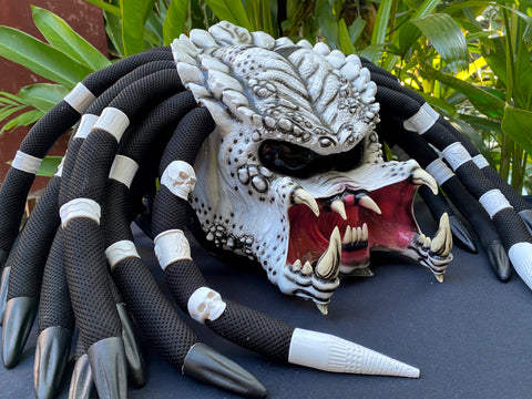 custom predator motorcycle helmet Predator helmet Ghost Rider Alien Custom Motorcycle Helmet with Dreadl – Custom Airbrush Helmet