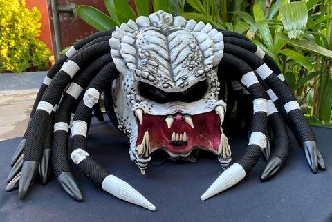 etsy black predator motorcycle helmet Predator helmet Ghost Rider Alien Custom Motorcycle Helmet with Dreadl – Custom Airbrush Helmet