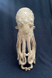 gorgeous 10''standing Octopus Carved Wooden Statue Carving, Carved Octopus Skull