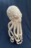 gorgeous 10''standing Octopus Carved Wooden Statue Carving, Carved Octopus Skull