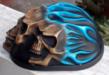 Low Profil Cruiser Half Motorcycle Helmet Skull Death Blue Fire Skulls