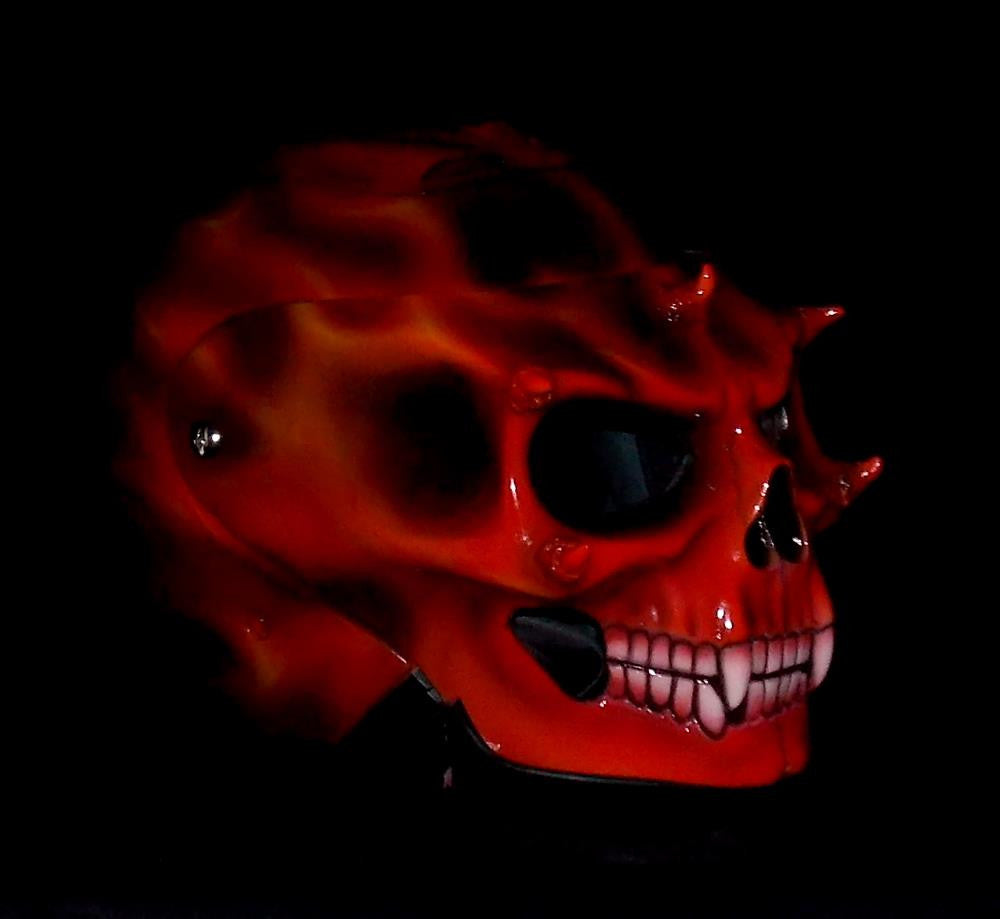 Red Flaming Fire Motorbike Helmet " Red Racer"