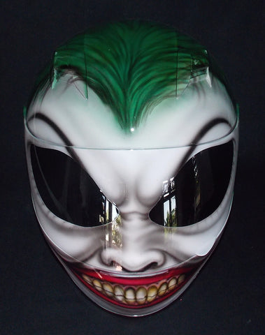 full face joker motorcycle helmet The Joker Helmet Batman The Dark Night Clown – Custom Airbrush Helmet