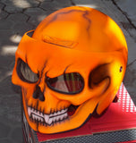 Helmet with Skull Visor in a bright Orange