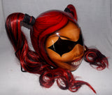 Custom Helmet Harley Quinn Black Red Ponytails Sexy & Cute