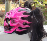 Girls Helmet Pink Fire Skull meets DOT helmet