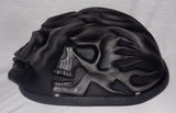 Low Profile Cruiser Skull Helmet Silver Black Flames