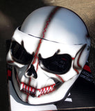 White Skull Motorcycle Helmet painted Death Mask Skeleton 3D