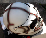 White Skull Motorcycle Helmet painted Death Mask Skeleton 3D