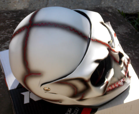 White Skull Motorcycle Helmet painted Death Mask Skeleton 3D White Skull Motorcycle Helmet painted Death Mask Skeleton 3D