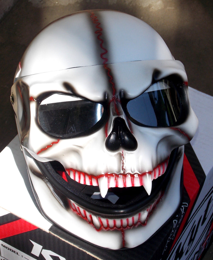 White Skull Motorcycle Helmet painted Death Mask Skeleton 3D White Skull Motorcycle Helmet painted Death Mask Skeleton 3D