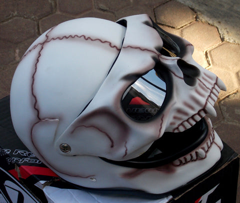 Motorcycle Helmet Skull Bones Death White Knight Custom Made 3D – Custom  Airbrush Helmet