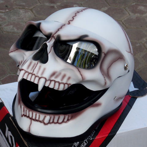 Motorcycle Helmet Skull Bones Death White Ghost Rider