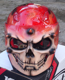 Hell Fire Motorcycle Helmet Custom Airbrush 3D Skull DOT