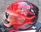 Hell Fire Motorcycle Helmet Custom Airbrush 3D Skull DOT
