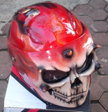 Hell Fire Motorcycle Helmet Custom Airbrush 3D Skull DOT
