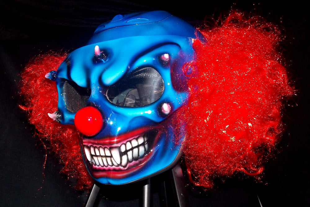 Scary Clown Motorcycle Helmet 3D Custom Airbrushed Painted