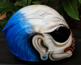 Blue Hair Crazy Killer Clown Helmet Diamond Ear Rings