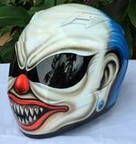 Blue Hair Crazy Killer Clown Helmet Diamond Ear Rings