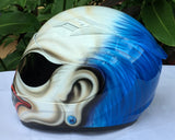 Blue Hair Crazy Killer Clown Helmet Diamond Ear Rings