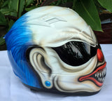 Blue Hair Crazy Killer Clown Helmet Diamond Ear Rings