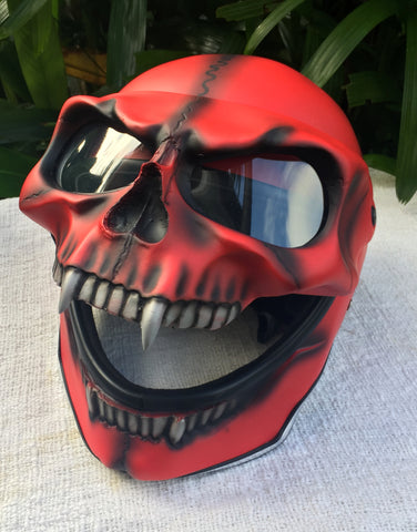 Skull DOT Helmet Ponytail Rainbow Hair Custom Helmet Goro Style Airbru –  Custom Airbrush Helmet