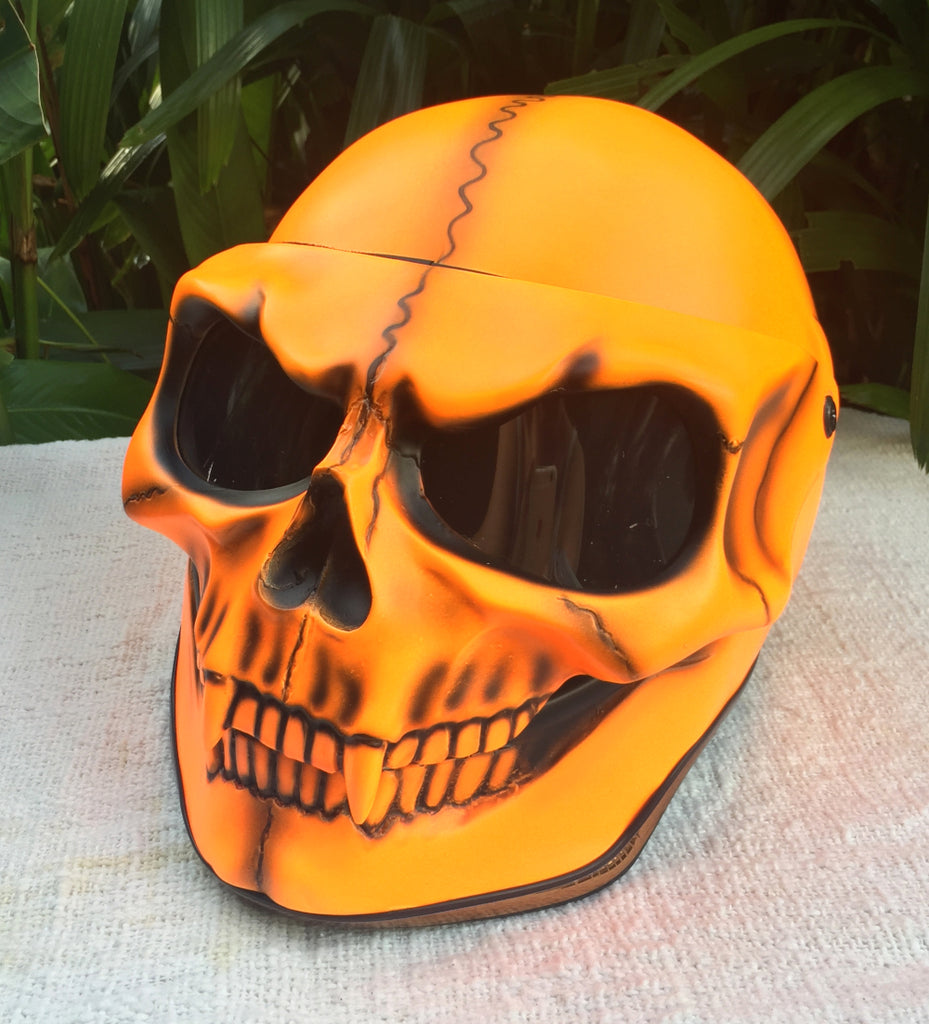 Skull Monster Orange Flow Ghost Rider Helmet 3D Grim Reaper Style Skull Monster Orange Flow Ghost Rider Helmet 3D Grim Reaper Style