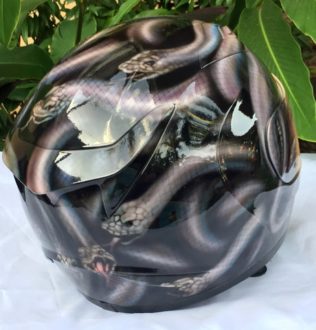 custom motorcycle helmets snake Medusa Airbrush Helmet Furious Greek Monster Snake Hair