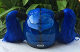 Girls Helmet Harley Quinn Blue long Pigtails Biker Chicks