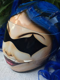 Girls Helmet Harley Quinn Blue long Pigtails Biker Chicks