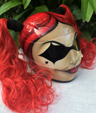 Custom Helmet Harley Quinn Red Ponytails Sexy, Hot & Cute