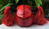 Custom Helmet Harley Quinn Red Ponytails Sexy, Hot & Cute