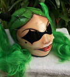 Harley Quinn Chicks Girls Helmet Green long awesome Ponytails