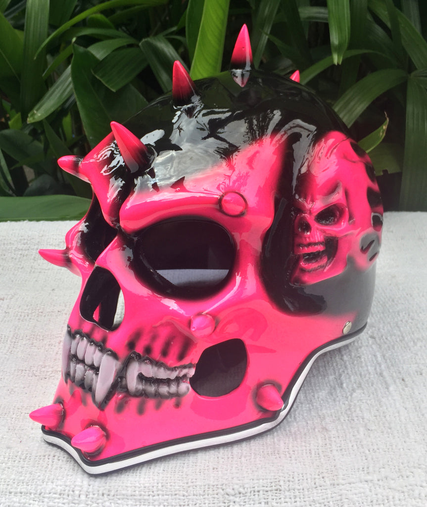 goth motorcycle helmet Pink Girl Helmet Punk Helmet Skull Mohawk Girls 3D Helmet Death Grim Reaper
