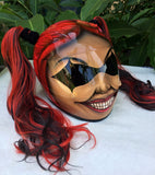 Custom Helmet Harley Quinn Black Red Ponytails Sexy & Cute