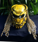 Gold Predator Alien Custom Helmet with Gold Dreads