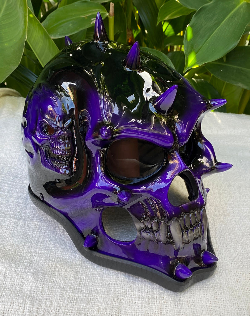 custom motorcycle helmets mohawk Girl Helmet Punk Helmet Purple Skull Mohawk Girls 3D Helmet Death Grim Reaper