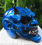 Beast X-Men Blue Monster Horn Satan Custom Demon DOT Helmet Devil 3D