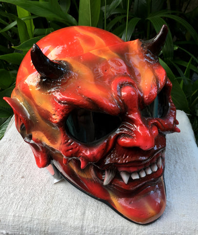 Hellboy Evil Monster Horn Satan Custom Demon DOT Helmet Devil 3D