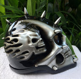 Punk meets Skull Mohawk Silver 3D Helmet Death Grim Reaper