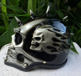 Punk meets Skull Mohawk Silver 3D Helmet Death Grim Reaper