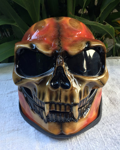 Burning Death Skull Motorcycle Helmet Airbrushed Flames – Custom Airbrush Helmet
