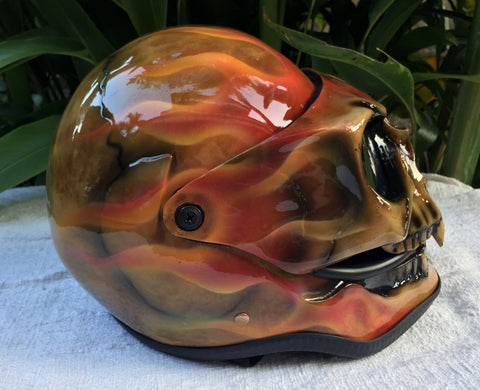 Burning Death Skull Motorcycle Helmet Airbrushed Flames – Custom Airbrush Helmet