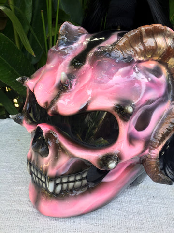 Girls Helmet Devils Goat Demon Monster Custom Damon Female Helmet Pigg – Custom Airbrush Helmet