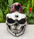 Skull DOT Helmet Ponytail Rainbow Hair Custom Helmet Goro Style Airbrush