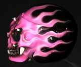 Ladies Motorcycle Skull Helmet Girl Helmet Skull Design with pink Flames