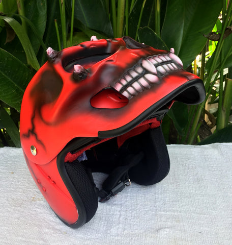 back 4 blood motorcycle helmet Airbrush Skull Helmet Blood Lust Custom Made DOT Skeleton Blood Red Gh – Custom Airbrush Helmet