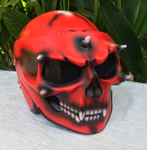 Airbrush Skull Helmet Blood Lust Custom Made DOT Skeleton Blood Red Ghost Rider