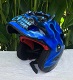 Skull Helmet Blue Fire Blue Flames Custom Helmet