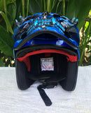 Skull Helmet Blue Fire Blue Flames Custom Helmet